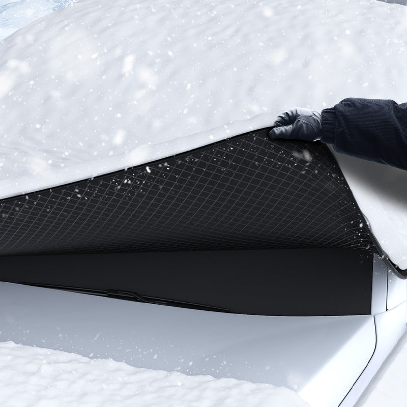 Durable Car Protector with Extra-Large 253cm Coverage - All-Season Snow & Sun Protector, 6-Magnet & 4 Strap Windproof System(Black & Orange)