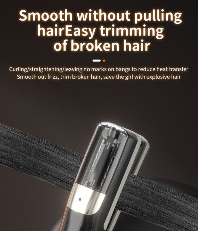 Black Cordless Automatic Split End Hair Trimmer - High-Speed Double-Sided Blade, Visible Trimming Window & Large Opening