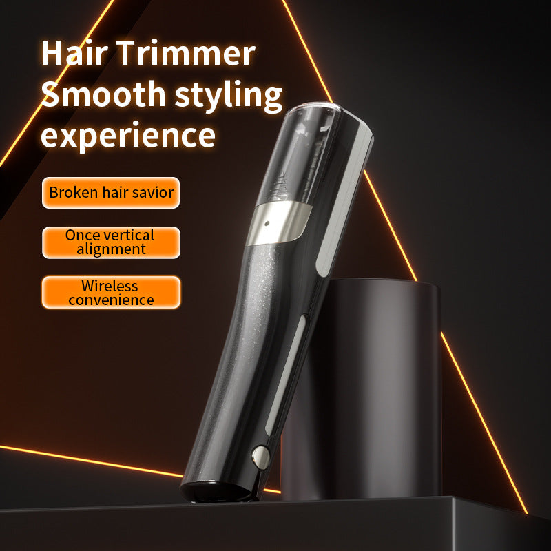 White Cordless Automatic Split End Hair Trimmer - High-Speed Double-Sided Blade, Visible Trimming Window & Large Opening