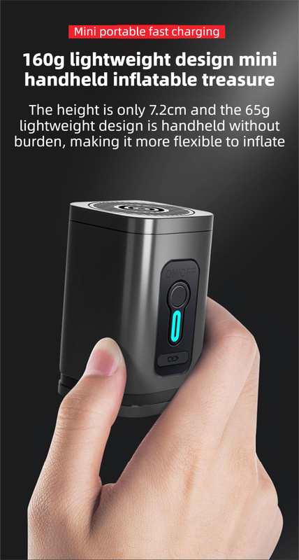 Black Wireless Rechargeable Vacuum Pump with 5 Versatile Nozzles and LED - 2-in-1 Compact High-Suction Inflator & Deflator for Travel & Home