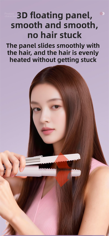 Pink 2-in-1 Wireless Hair Styler with 4 Temperature Settings, Dual Anti-Scalding & Cap - 3D Ceramic Heating Brush with Essential Oil Coating