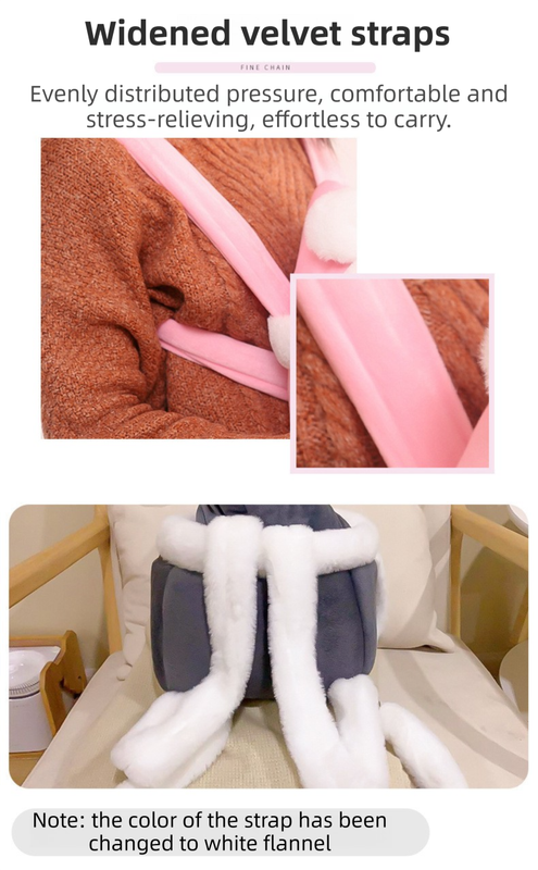 Grey 2-in-1 Ultra-Soft Plush Pet Carrier & Mobile Bed - Portable & Lightweight Cute Rabbit Ear Design Travel Cabin (XL 38 x 25 x 30CM)