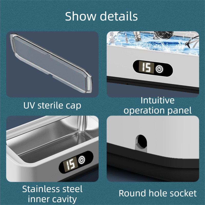 X81 White Ultrasonic Jewelry & Eyeglass Deep Cleaner with Cloth - Touch Control & 3-Level Intelligent Timers and Large 650ml Stainless Steel Tank