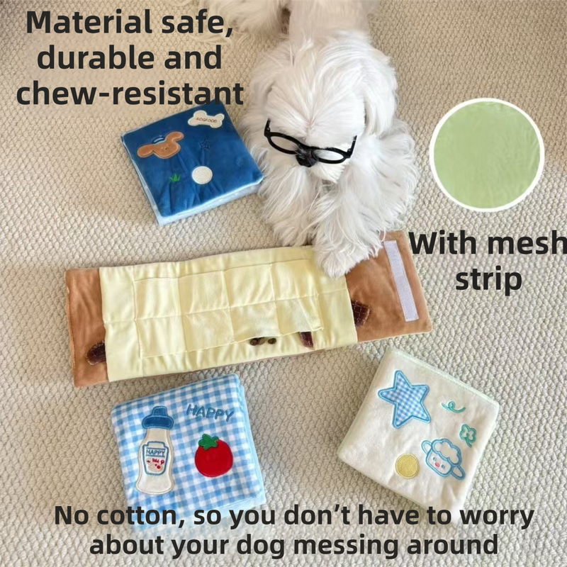 Soft Plush Interactive Sniffing Wallet with Hidden Treat Pockets (Style 1) - Squeaky Enrichment & Boredom Buster for Dog