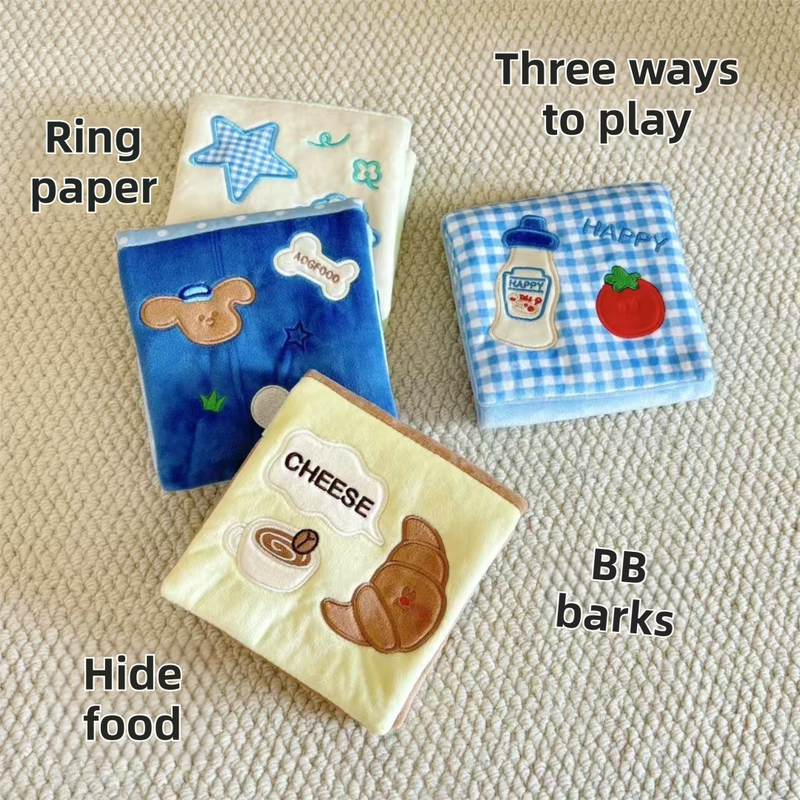 Soft Plush Interactive Sniffing Wallet with Hidden Treat Pockets (Style 3) - Squeaky Enrichment & Boredom Buster for Dog
