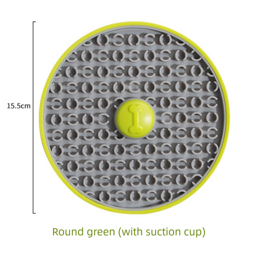 Green Interactive Pet Slow Feeder & 3D Textured Oral Cleanner - 3-in-1 Mounting Durable TPR Lick Mat for Dogs & Cats