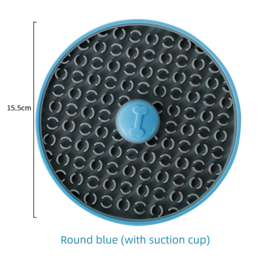 Blue Interactive Pet Slow Feeder & 3D Textured Oral Cleanner - 3-in-1 Mounting Durable TPR Lick Mat for Dogs & Cats