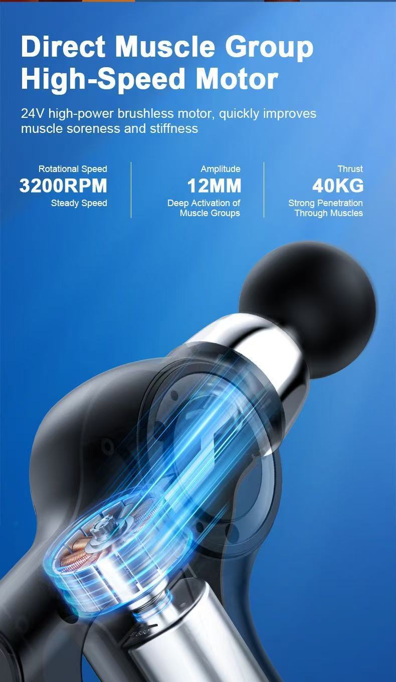 Red Portable Mini Triangle Massage Gun with 6 Heads & 6 Speed Setting - High Frequency Muscle Stimulator for Professional Fitness (LCD Model)