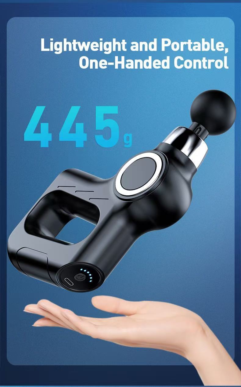 Mint Portable Mini Triangle Massage Gun with 6 Heads & 6 Speed Setting - High Frequency Muscle Stimulator for Professional Fitness (Button Model)