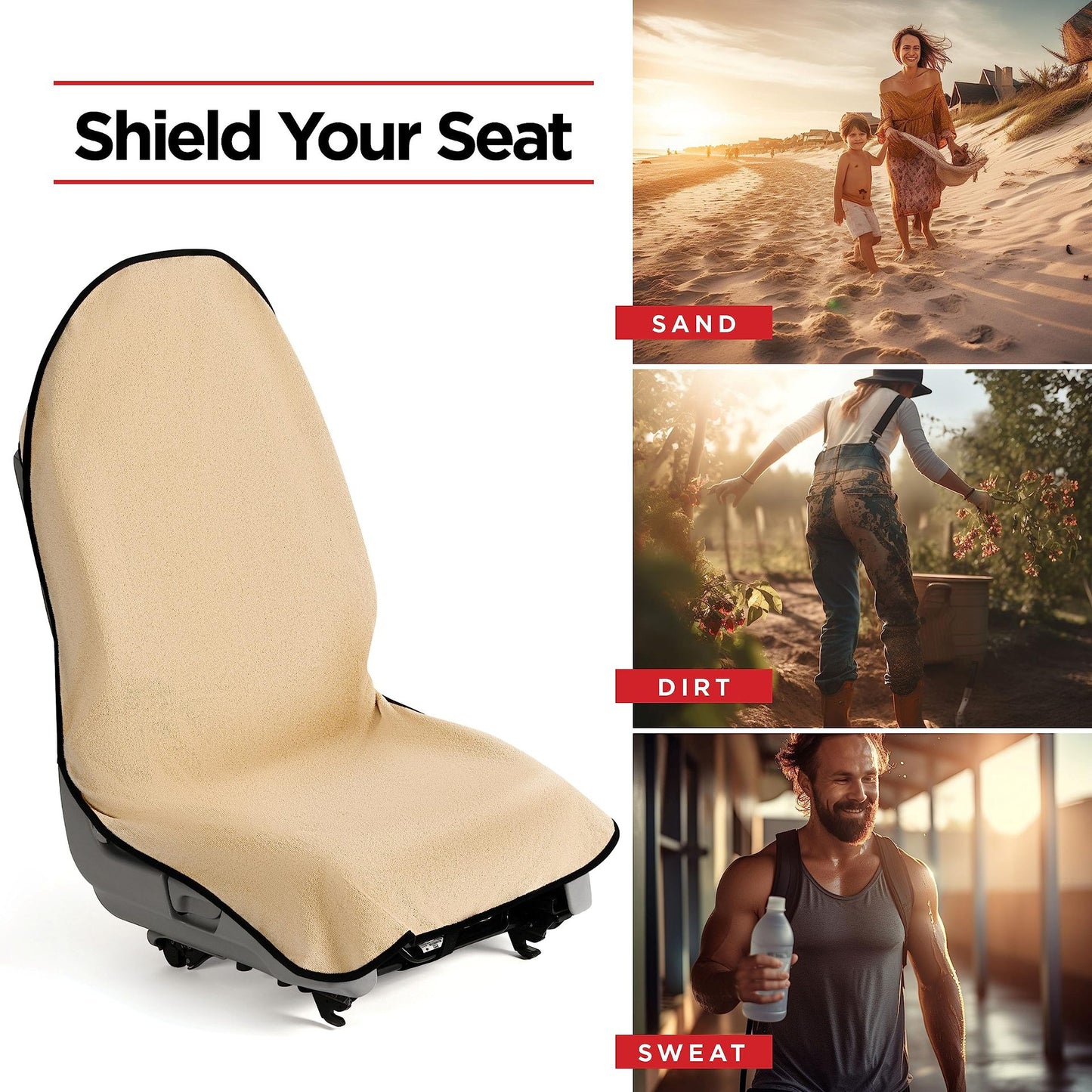 Mint Waterproof Towel Car Single Seat Cover - Universal Non-Slip Sweat-Absorbent Bucket Seat Protector for Gym Fitness and Beach