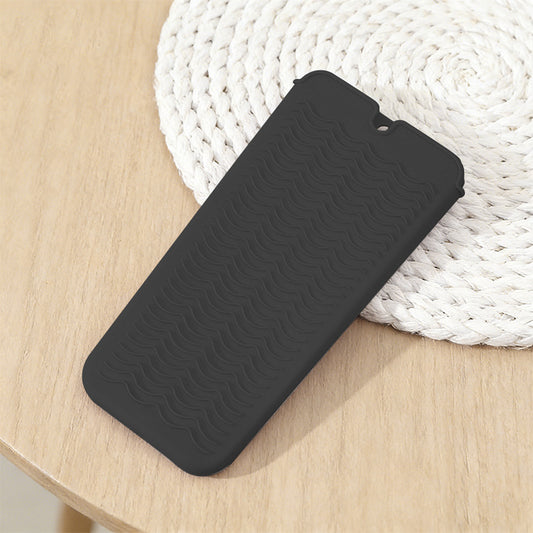 Black 2-in-1 Silicone Wave Anti-Scalding Mat & Pouch for Hair Tools (2-Pack) - Travel-Ready Heat-Resistant Hanging Storage Bag