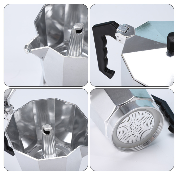150ML Premium Octagonal High Pressure Moka Pot - Classic Italian Aluminum Coffee Maker for Rich Espresso Flavor