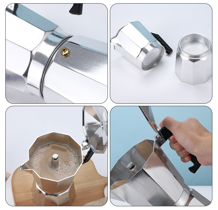 300ML Premium Octagonal High Pressure Moka Pot - Classic Italian Aluminum Coffee Maker for Rich Espresso Flavor