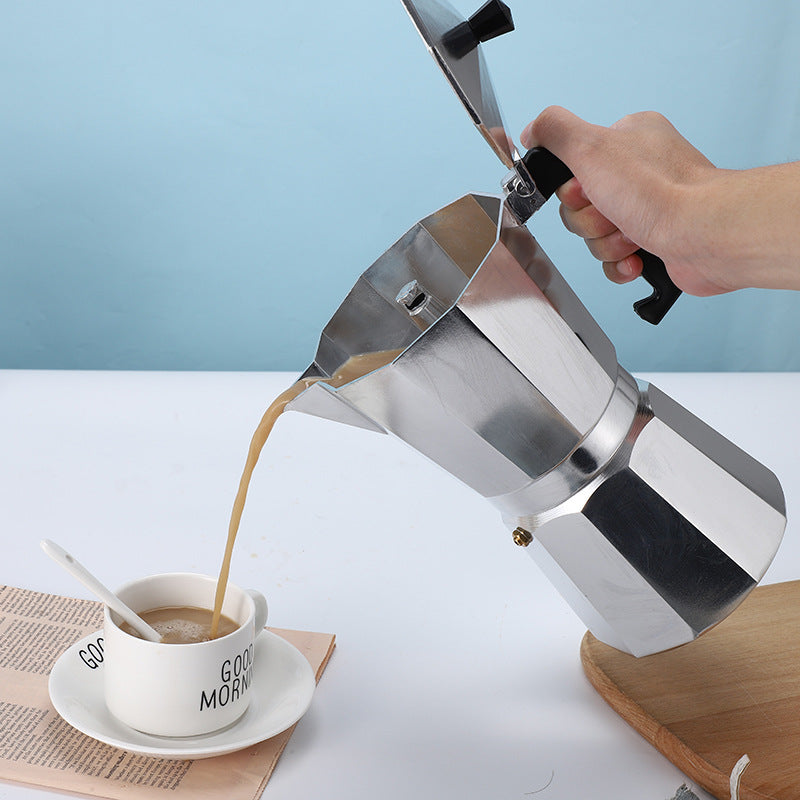 450ML Premium Octagonal High Pressure Moka Pot - Classic Italian Aluminum Coffee Maker for Rich Espresso Flavor