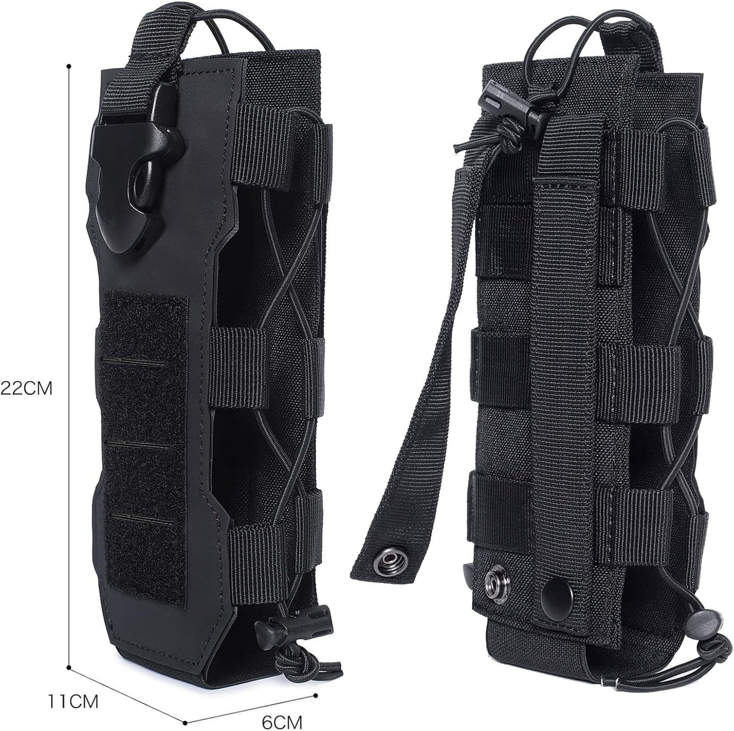 Green Adjustable Tactical Water Bottle Pouch - Multi-Functional MOLLE Compatible Accessory Bag for Hiking & Outdoor Survival