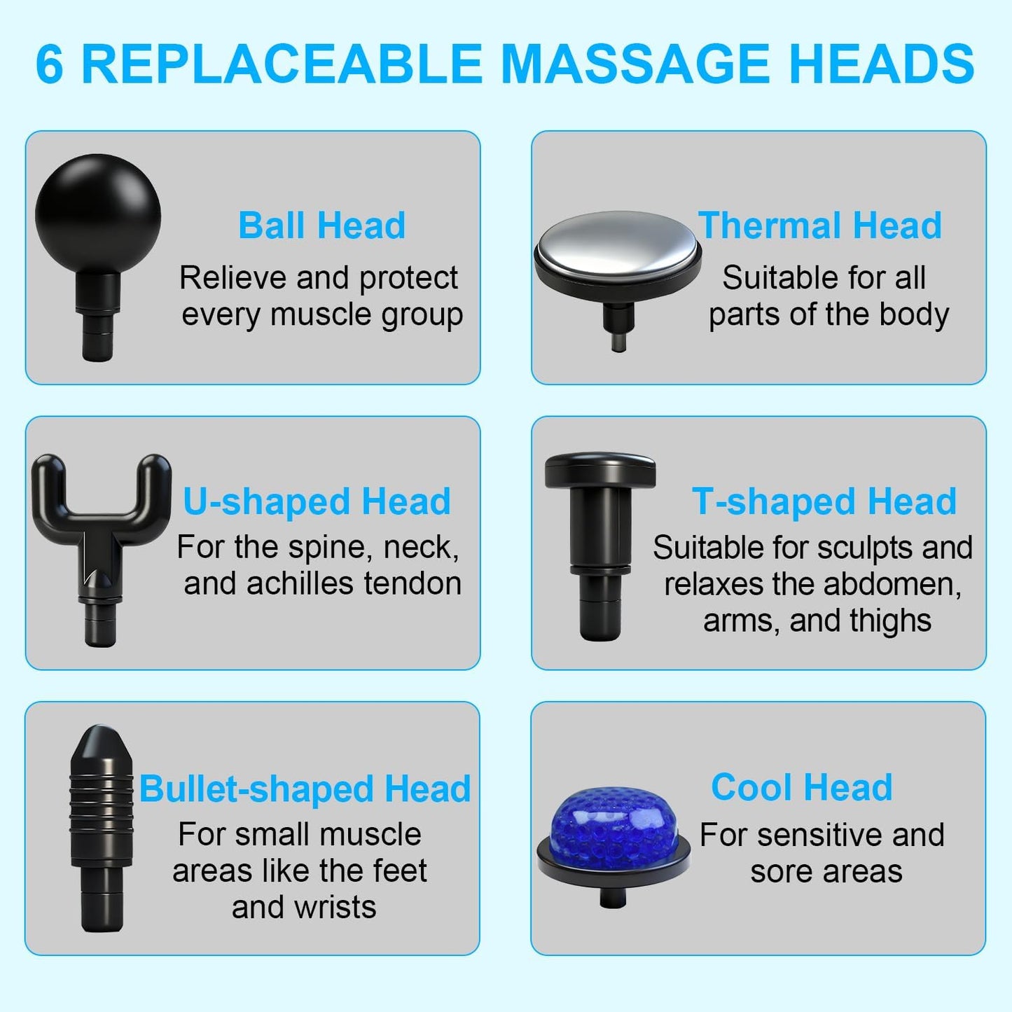 Grey Lightweight Mini Hot Cold Massage Gun with 6 Heads - 6 Intensity Dual Thermal Therapy Muscle Reliever for Portable Body Recovery