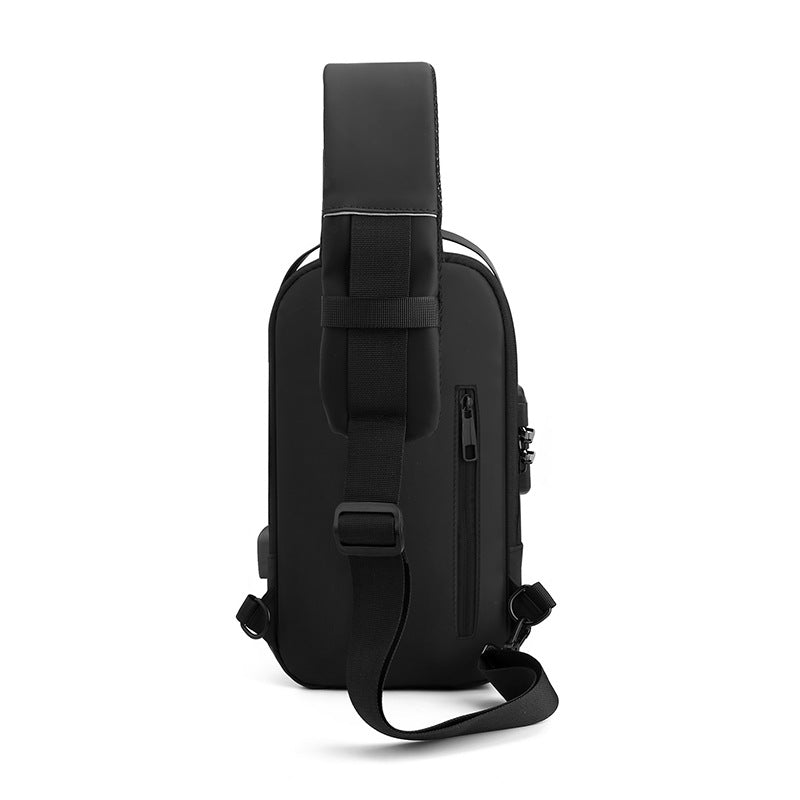 Grey Gold High Capacity Anti-Theft Tactical Chest Bag - Waterproof Leather-Film Sling with USB Charging & TSA Password Lock