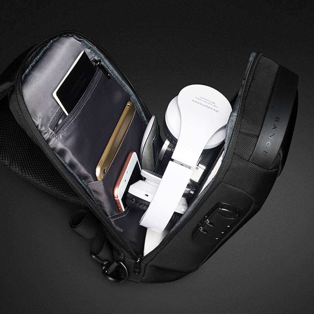 Camouflage Lightweight Anti-Theft Tactical Chest Bag - Waterproof Security Sling Bag with 3-Digit Password Lock & Smart USB Charging Port