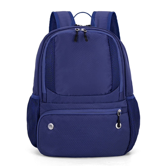 24L High-Capacity Dark Blue Basketball Backpack with Shoe Compartment & Dedicated Ball Zone - Waterproof & Durable Oxford Training Bag