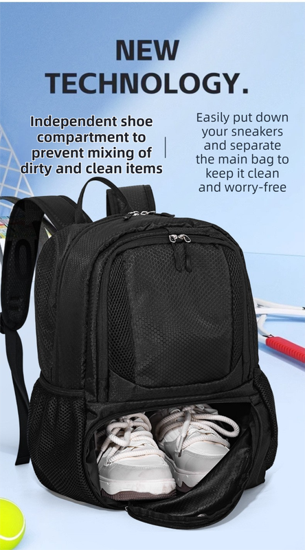 24L High-Capacity Light Blue Basketball Backpack with Shoe Compartment & Dedicated Ball Zone - Waterproof & Durable Oxford Training Bag