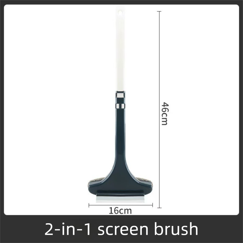 2-Pack 2-in-1 Professional Window Screen Brush & Glass Cleaner - Detachable Long-Handle Squeegee & Scrubber (White Green)