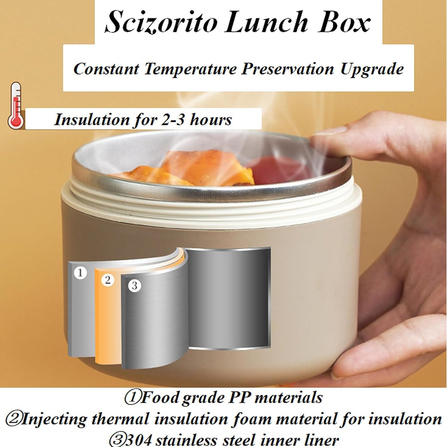 3-Pack Brown 304 Stainless Steel Microwave-Safe Lunch Box Set - Stackable Insulated Bento Containers for Office & School