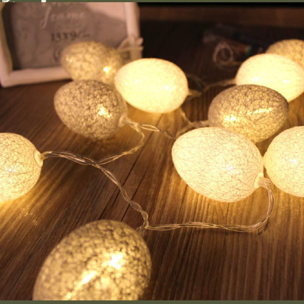 3M Easter Cotton Ball Egg String Lights (20 LED)  - Colorful Egg-Shaped Fairy Light Holiday Decor