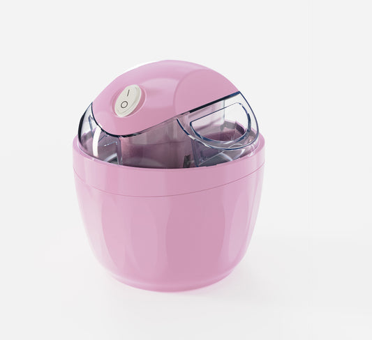 Pink 500ML Compact Electric Ice Cream Maker - Portable Quick Iced Drink Bucket & Soft Serve Machine with Rapid 15-Min Freezing