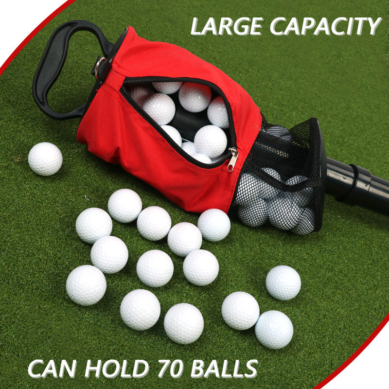 Black and Red Lightweight Golf Retriever with Detachable No-Bend Shag Tube & Mesh Bag Holding Up to 70-Ball