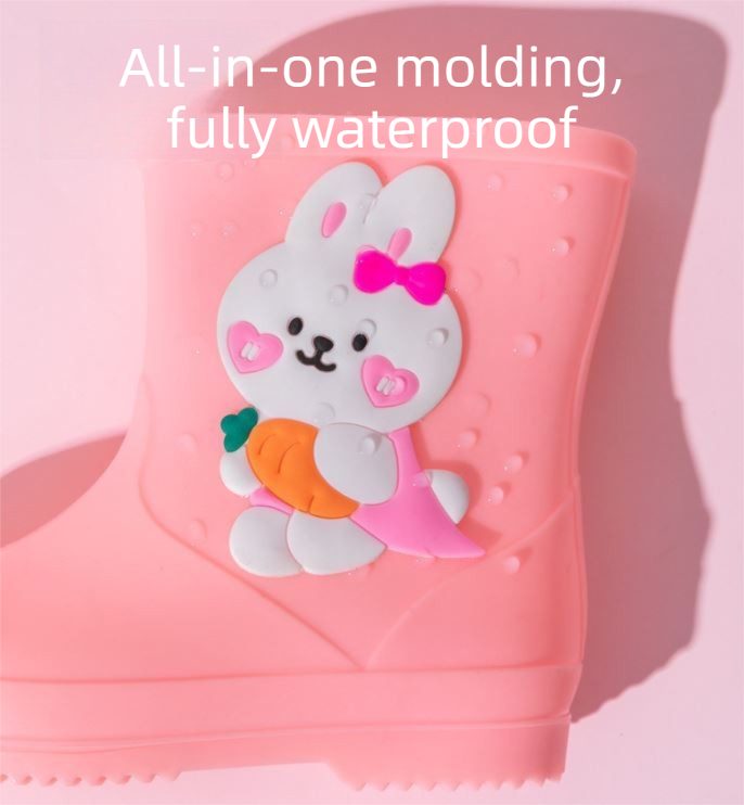 Cute Yellow Duck Kids Rain Boots with Removable Warm Cotton Liner - Waterproof Anti-Slip Toddler Wellies for Foot Length 18CM