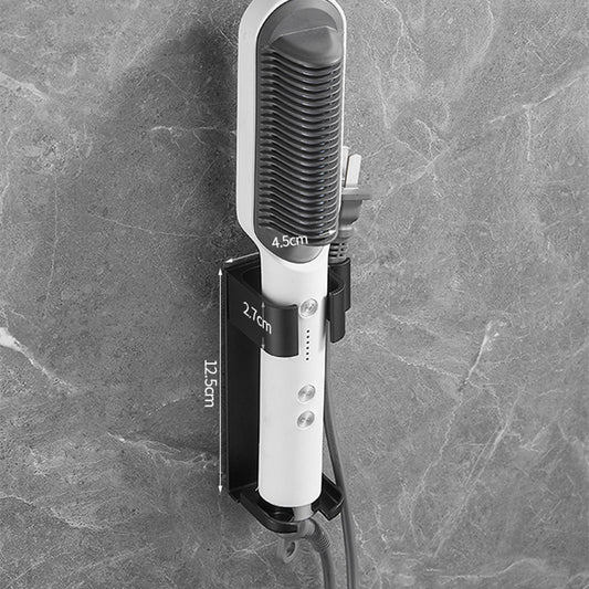 Black Wall-Mounted Aluminum Curling Iron Holder with Tidy Cord - Heat-Resistant Hair Straightener Storage Rack for Diameter ≤ 36mm