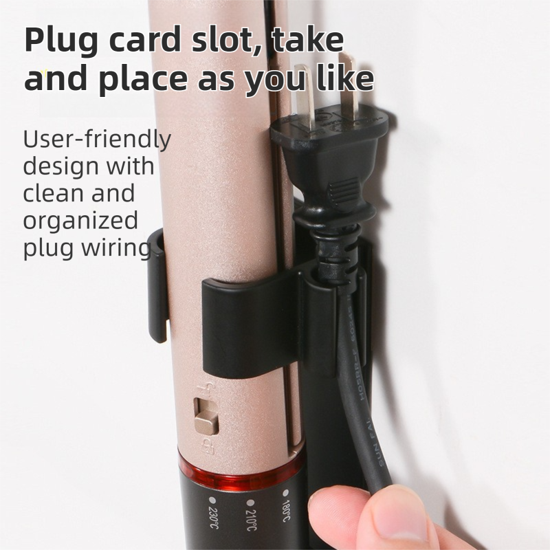 Large White Wall-Mounted Aluminum Curling Iron Holder with Tidy Cord - Heat-Resistant Hair Straightener Storage Rack for Diameter ≥ 36mm