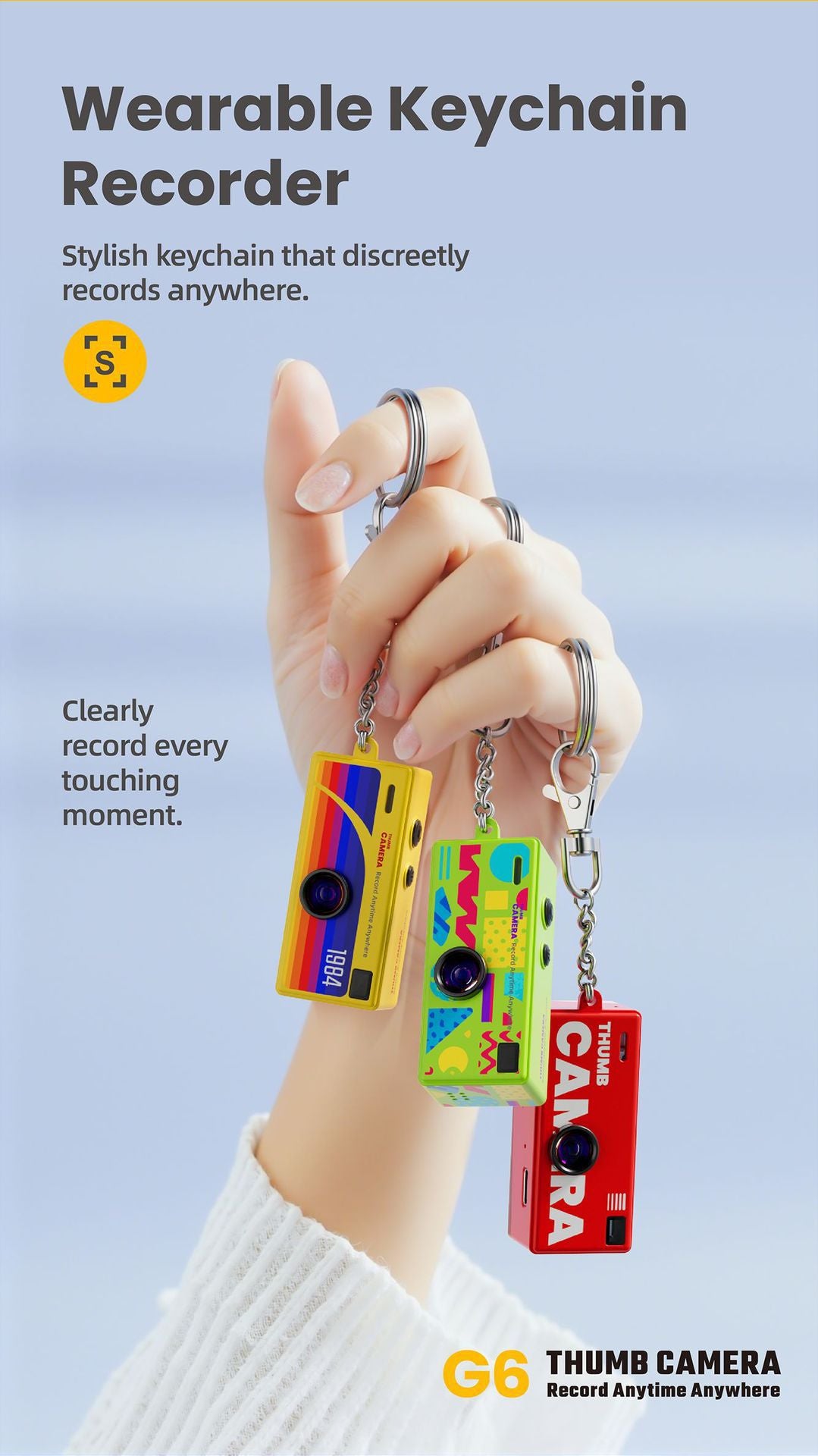 G6 Red Ultra-Mini Thumb Camera with 32GB Card, Card Reader & Adapter - HD Instant Pocket-Sized Action Cam for Students & Kids
