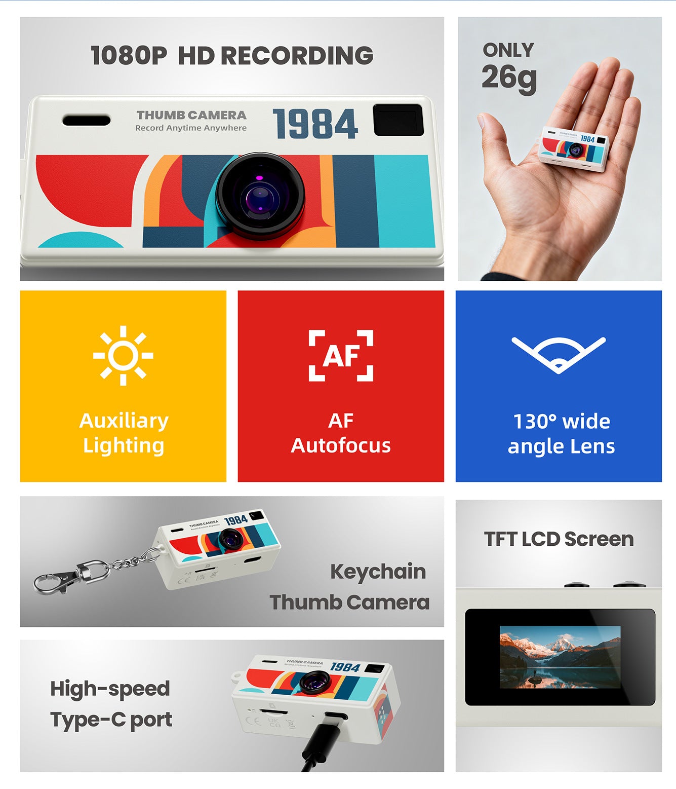 G6 Black Ultra-Mini Thumb Camera with 32GB Card, Card Reader & Adapter - HD Instant Pocket-Sized Action Cam for Students & Kids