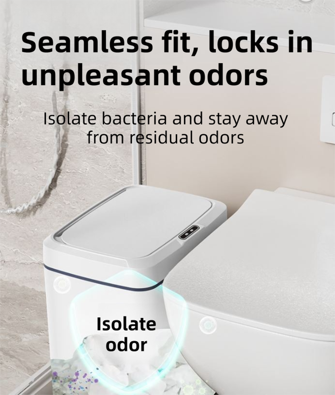 Black Intelligent Dual-Sensor Trash Can (Hand-Wave & Knee-Bend) - Slim-Fit Touchless Rechargeable Bin for Bathroom & Kitchen