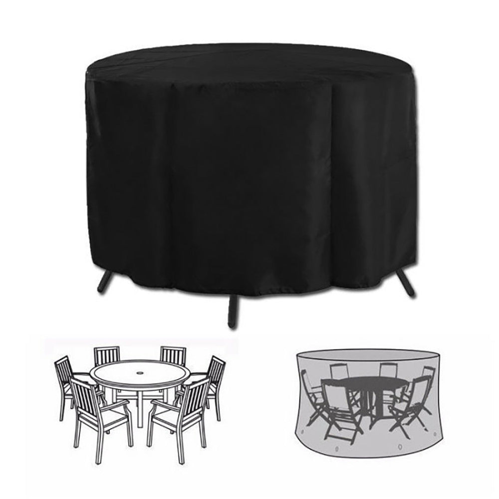 Heavy Duty Oxford Outdoor Furniture Protector Set - Waterproof & Dustproof Round Dining Table(185x110cm) and Lounge Chair Cover(64x64x70x120cm) Bundle
