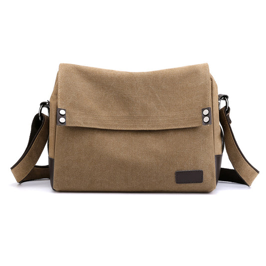 Brown Men's Large Capacity Canvas Messenger Bag Lightweight Multi-Pocket Crossbody Shoulder Bag for Work Casual Travel iPad Compatible