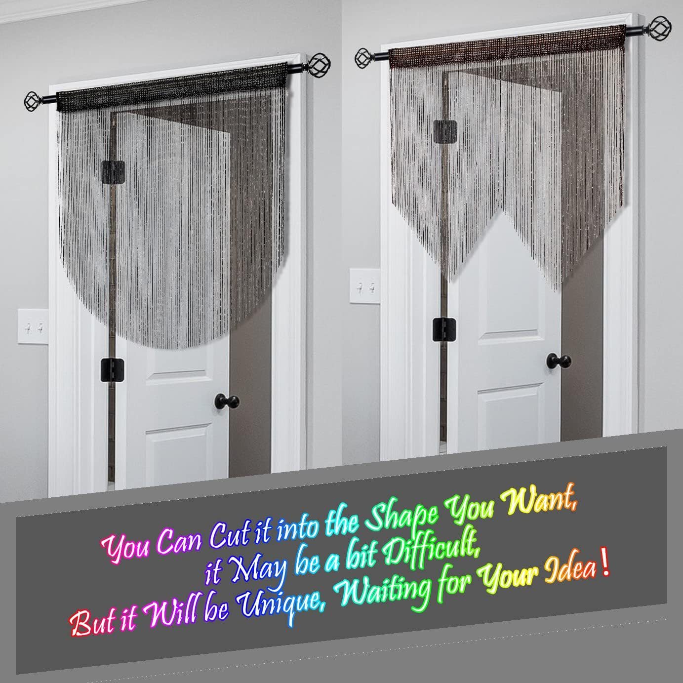 White 2 Pack Sparkle String Door Curtains 100x200cm Glitter Sequin Tassel Room Divider for Australian Home Decor and Parties