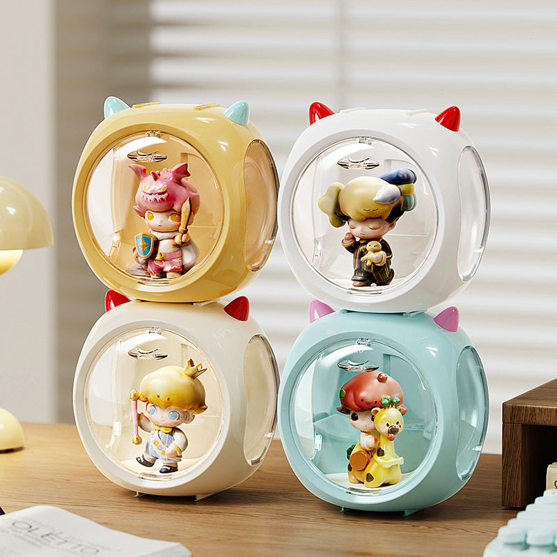 White Cute Magnetic Display Case - Dustproof 'Space Capsule' Box for Figures & Collectibles