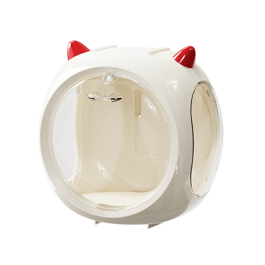 Beige Cute Magnetic Display Case - Dustproof 'Space Capsule' Box for Figures & Collectibles