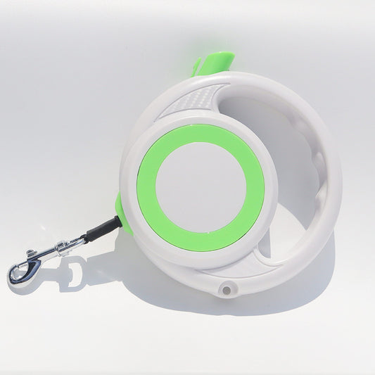 Green-white Heavy Duty Retractable Dog Leash with Ergonomic Wide Handle - Automatic Tangle-Free Extending Lead for Large and Medium Dogs - Carbon Fiber Texture