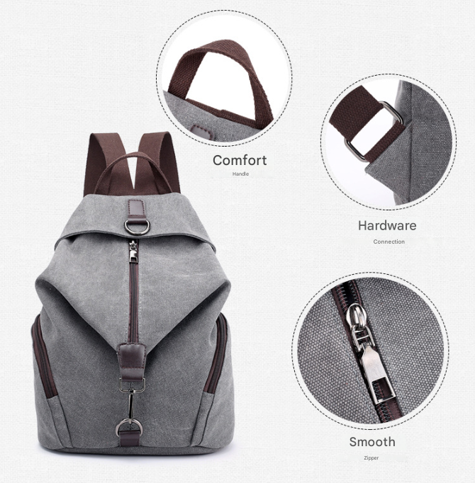 Purple Women's Vintage Canvas Backpack Casual Daypack Retro College School Bag Large Capacity Rucksack for Travel Work & Daily Use