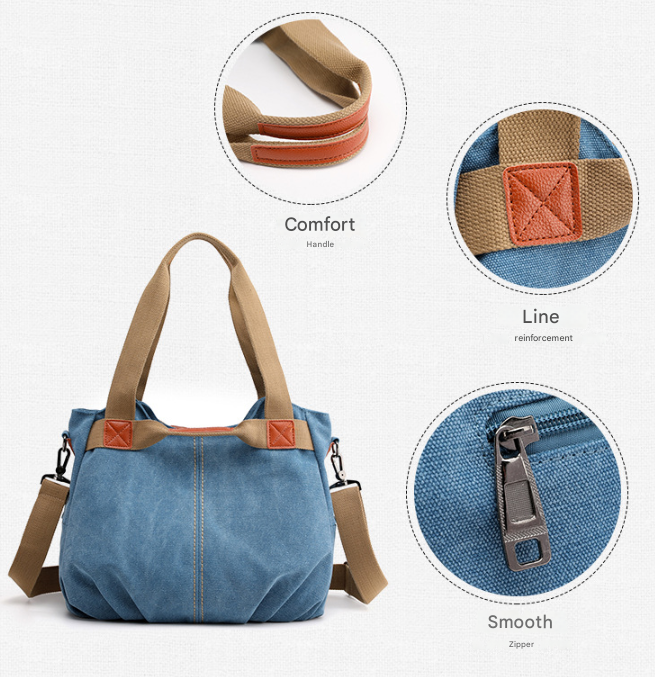 Pink Women's Retro Canvas Tote Bag Large Capacity Shoulder Handbag Adjustable Crossbody Strap 35cm for Travel Work & Daily Use