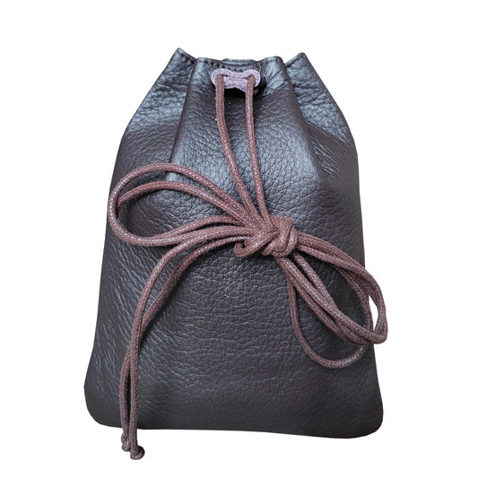 S Coffee Handcrafted Genuine Leather Drawstring Pouch - Vintage Cowhide Coin Purse and Card Organizer - Portable Minimalist Storage Bag