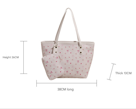 Coffee Large Capacity Daily Commuter Tote Bag Set | Versatile Shoulder Handbag with Matching Pouch | 38cm Length Casual Carryall