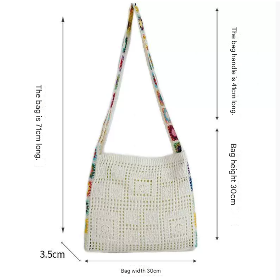 Blue Chic Bohemian Hollow Knit Tote Bag | Large Capacity Crossbody Shoulder Bag | Versatile Casual Holiday Style