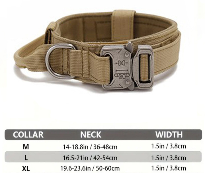 M Black Heavy Duty Tactical Dog Collar | Military Grade Nylon with Zinc Alloy Quick-Release Buckle | Padded Training Collar for Medium to Large Breeds