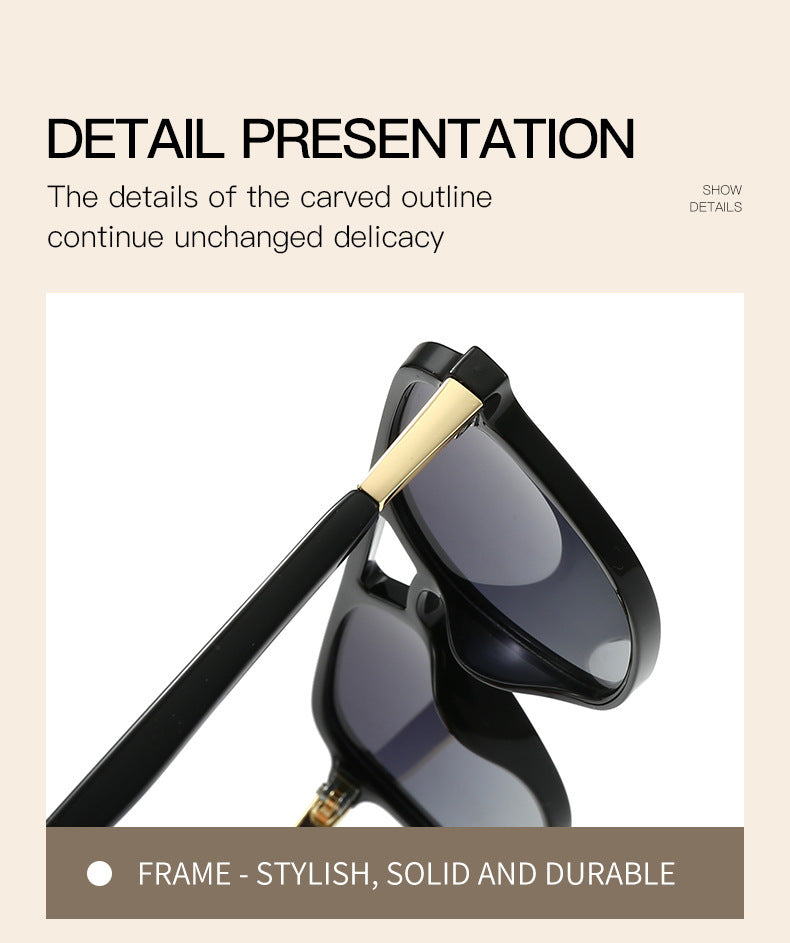 Brown Retro Double Bridge Square Frame Polarized Sunglasses - Driving Sun Protection Eyewear