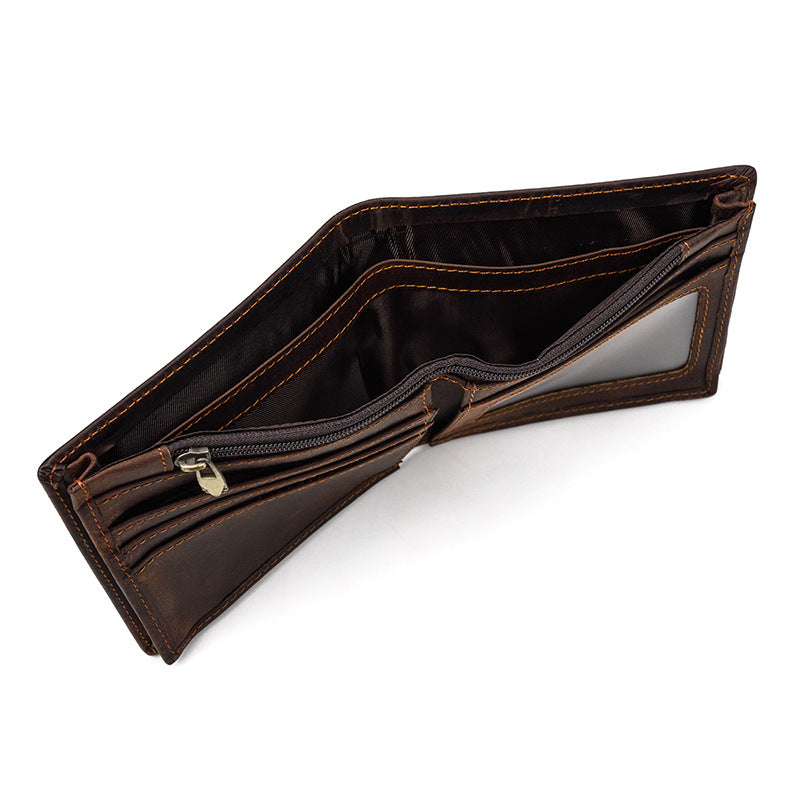 Dark Brown Vrtical Stroke Men's Vintage Wallet Multi-Card Slots Large Capacity Coin Purse Casual Clutch Bag for Everyday Use