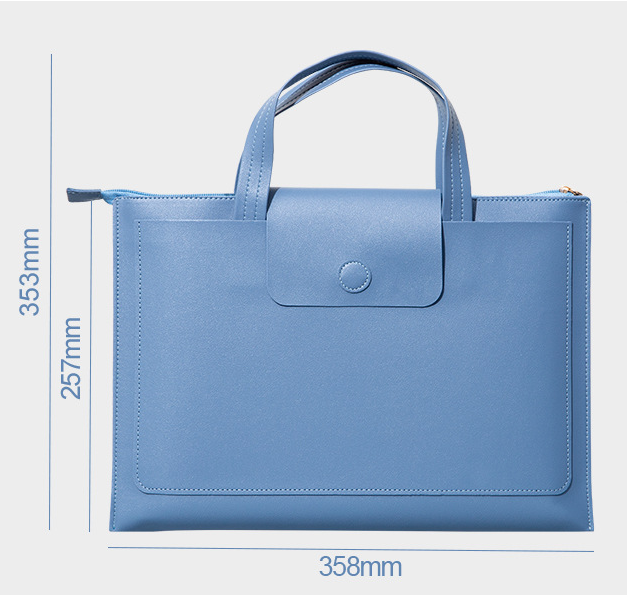 Orange Premium PU Leather Handheld Document Bag | Professional A4 File Organizer | Zippered Business Portfolio Tote